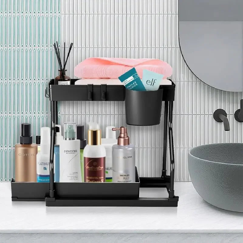 New Kitchen and Bathroom Sink Pull-Out Storage Rack