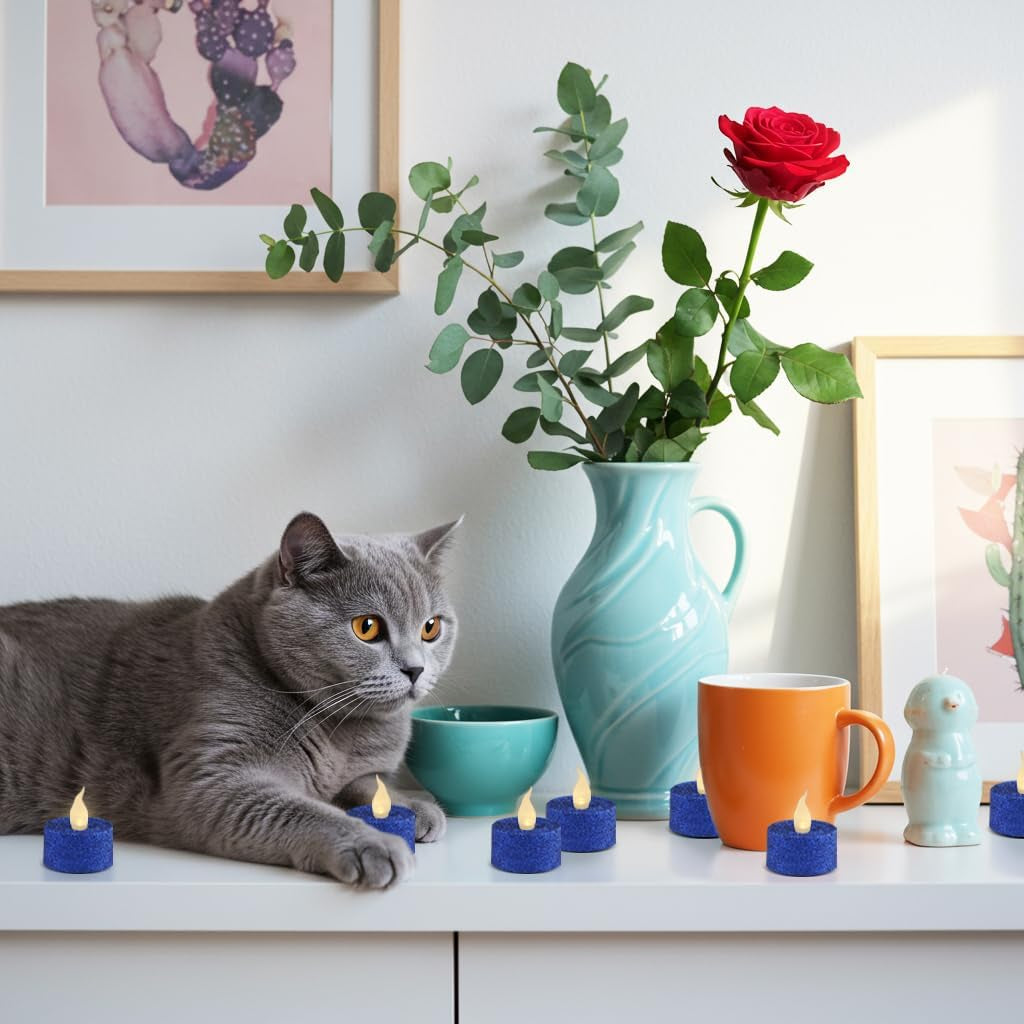 Royal Blue Glitter LED Tealight Candles