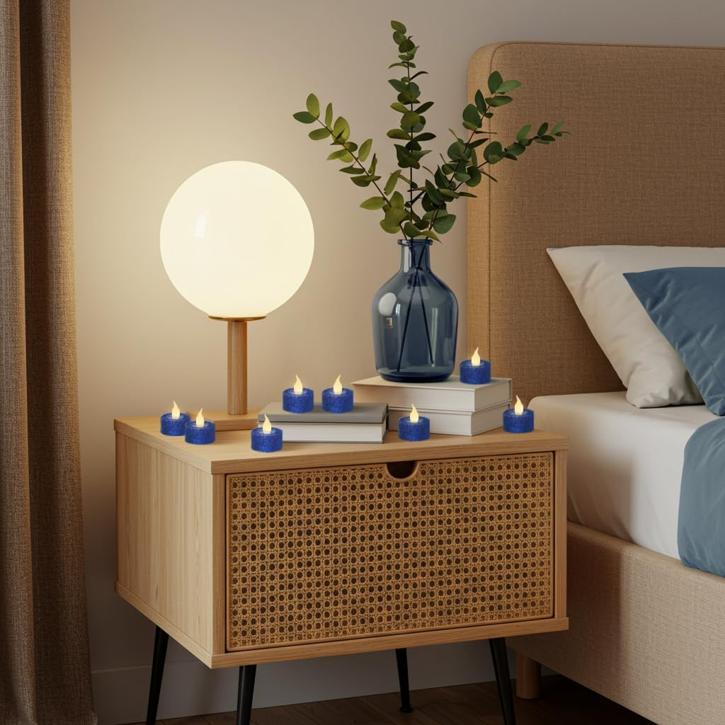 Royal Blue Glitter LED Tealight Candles