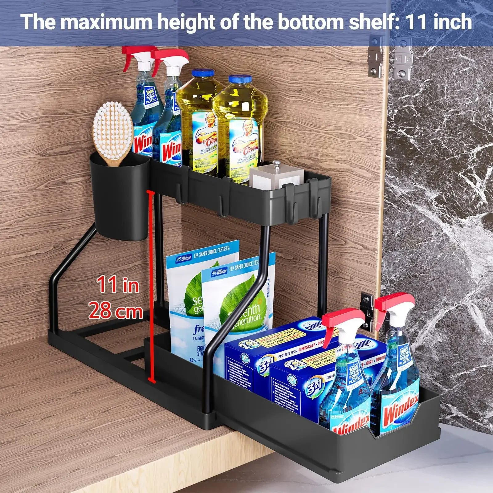 New Kitchen and Bathroom Sink Pull-Out Storage Rack