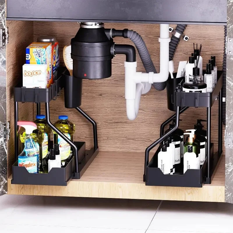 New Kitchen and Bathroom Sink Pull-Out Storage Rack