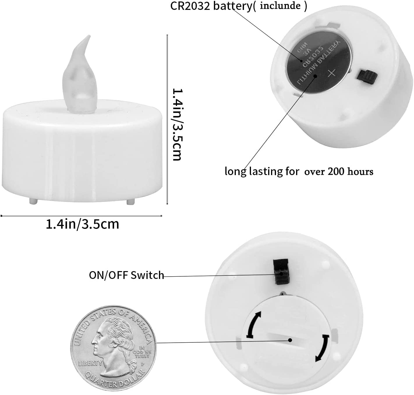 24Pack Battery Tea Lights LED 