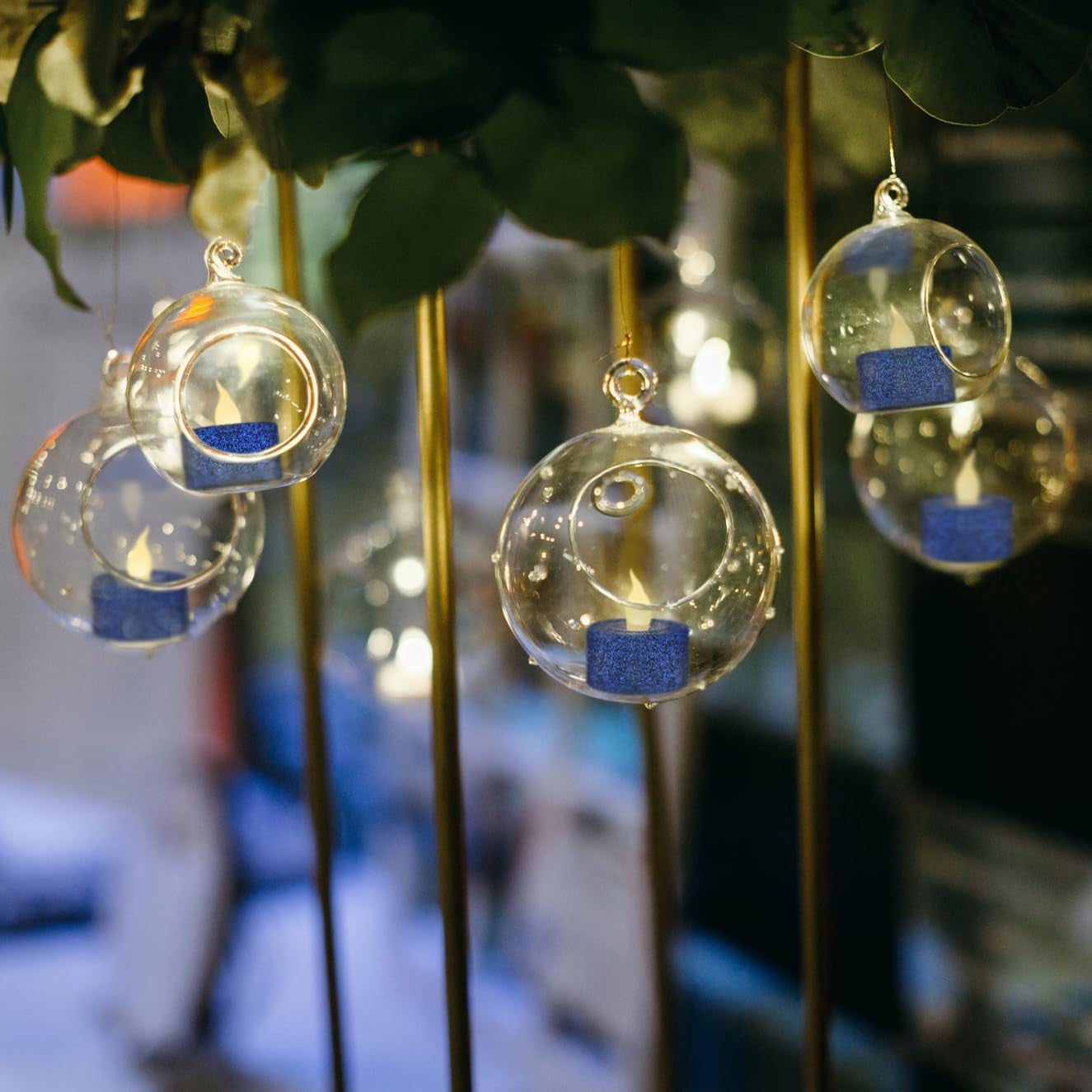 Royal Blue Glitter LED Tealight Candles